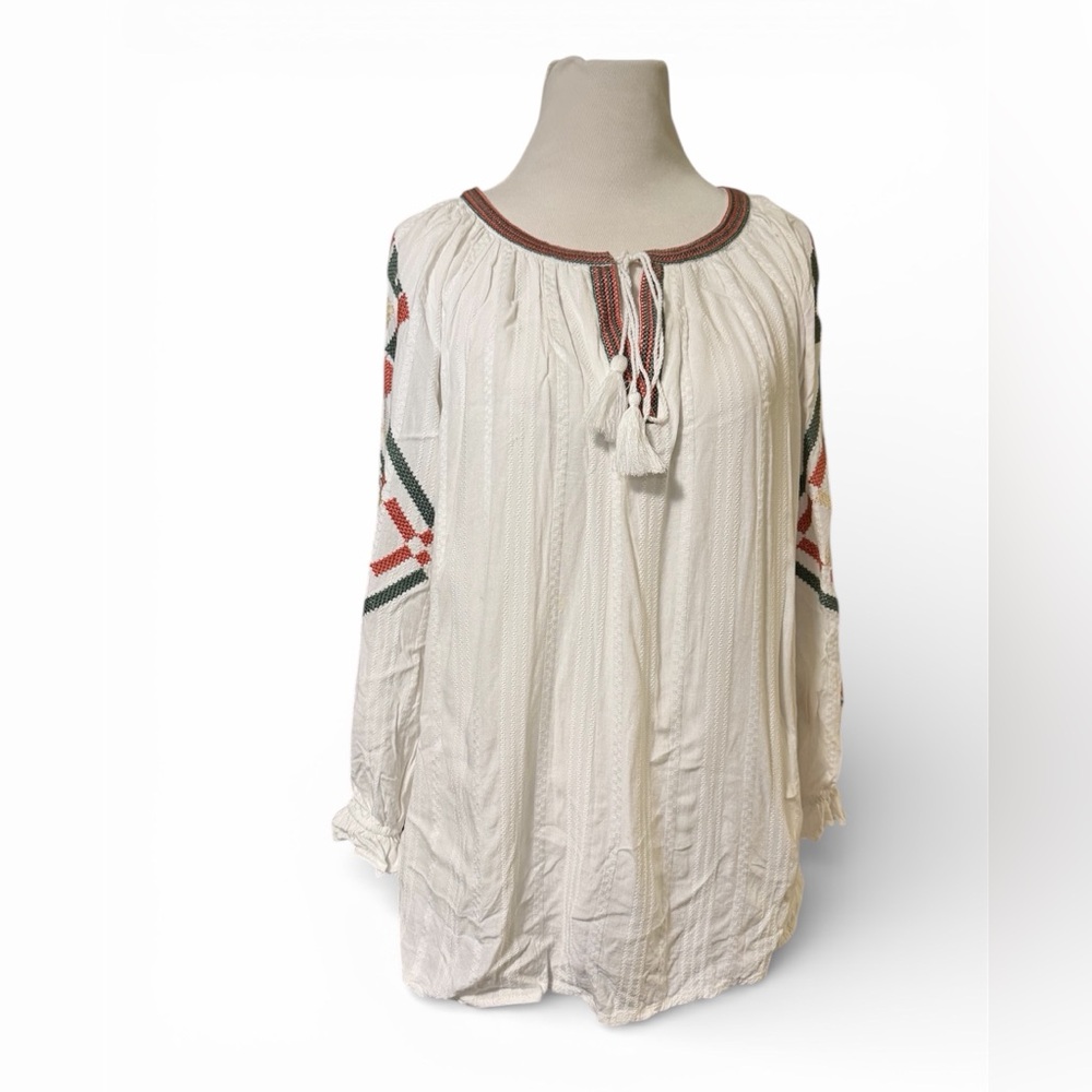 Antropoogie brand Luna Moon embroidered White Blouse, size M